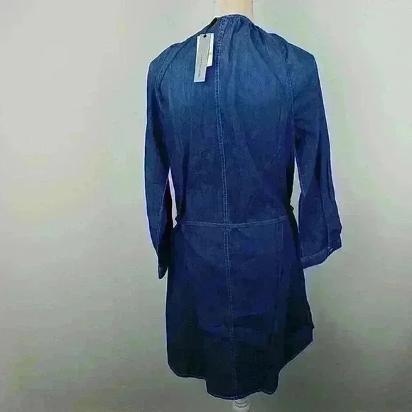 CALVIN KLEIN JEANS BOHO DENIM BLUE DRESS Sz M - Picture 2 of 6